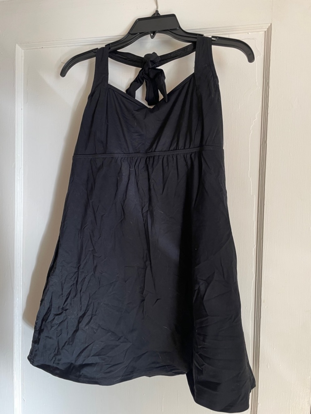 Lands' End Black Women's Swim Tunic with Halter Tie